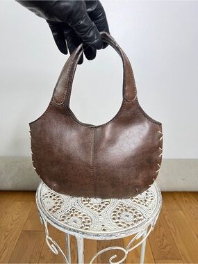 Nine West, Classic Brown Leather Half-Moon Handbag